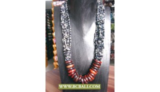 Fashion Necklace mix Beading with Wooden Rings